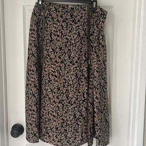 Floral Black Midi Skirt